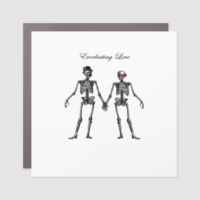 Gothic Skeleton Couple (Old Pink) Classic Car Magnet (Front)