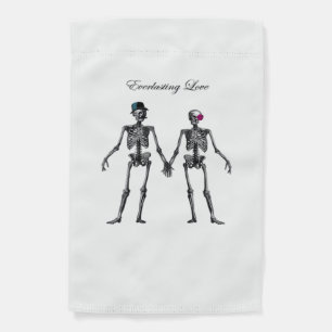 Gothic Skeleton Couple (Old Pink) Classic Garden Flag