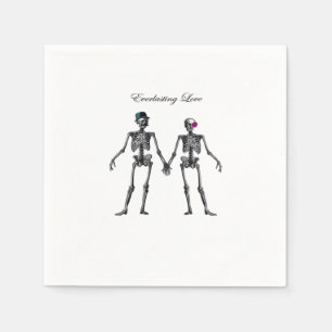 Gothic Skeleton Couple (Old Pink) Classic Napkins