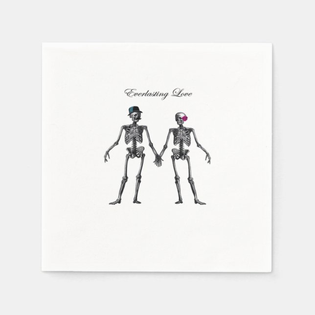 Gothic Skeleton Couple (Old Pink) Classic Napkins (Front)