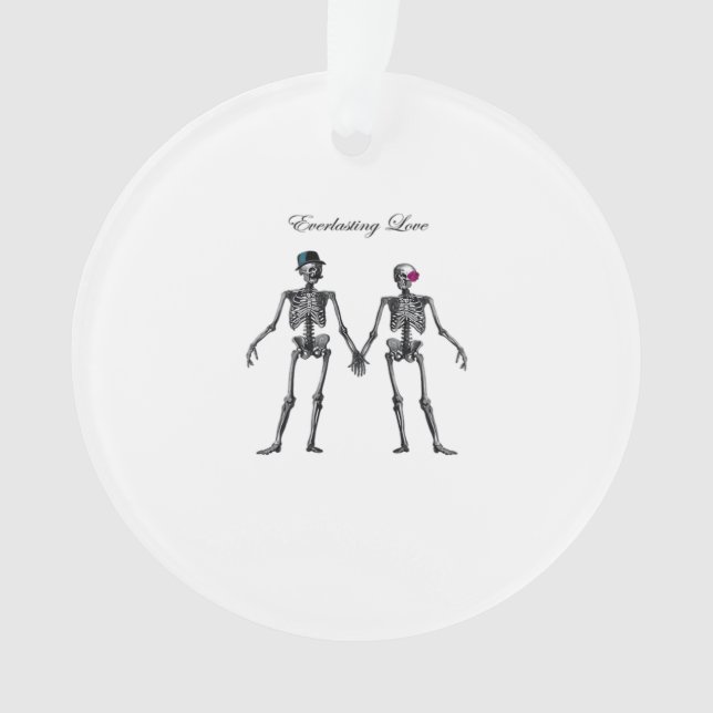 Gothic Skeleton Couple (Old Pink) Classic Ornament (Front)