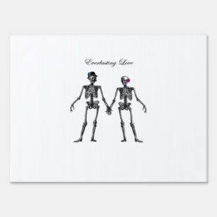 Gothic Skeleton Couple (Old Pink) Classic Sign