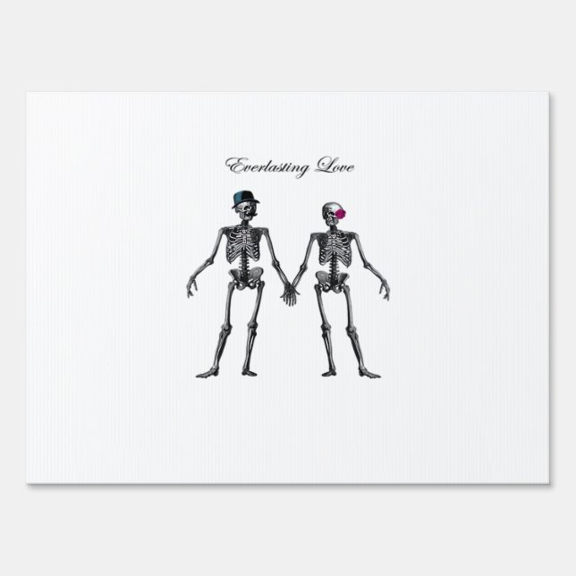 Gothic Skeleton Couple (Old Pink) Classic Sign (Front)