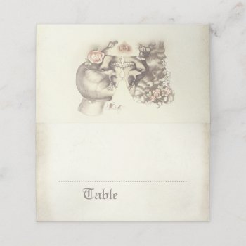 Gothic Skeleton Couple Pink Floral Name Place Card by jinaiji at Zazzle