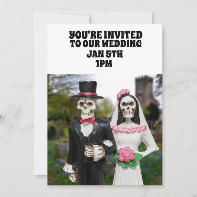 GOTHIC SKELETON COUPLE WEDDING CUSTOM INVITATIONS  (Front)