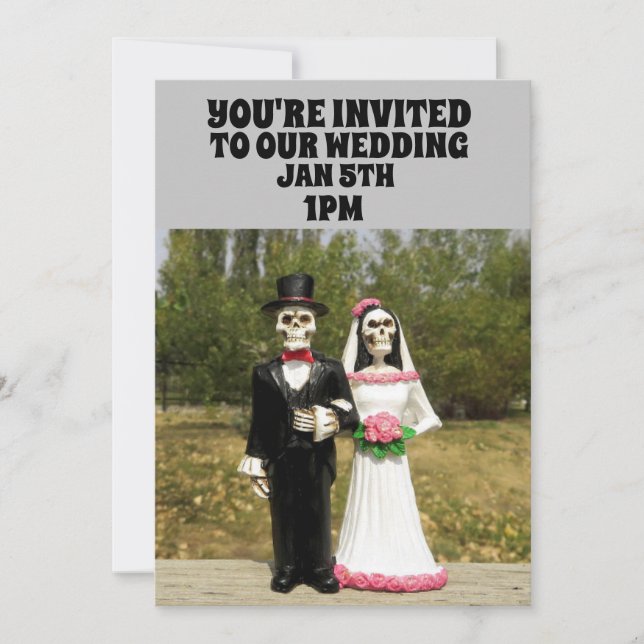 GOTHIC SKELETON COUPLE WEDDING CUSTOM INVITATIONS  (Front)