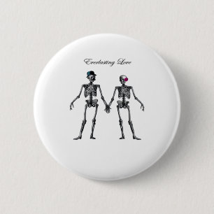 Gothic Skeleton Couple (White) Classic Button