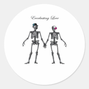 Gothic Skeleton Couple (White) Classic Classic Round Sticker