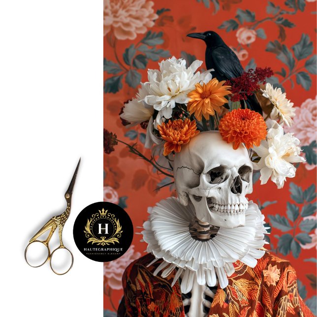 Gothic Skeleton Floral Crown Raven Halloween   Tissue Paper (Creator Uploaded)