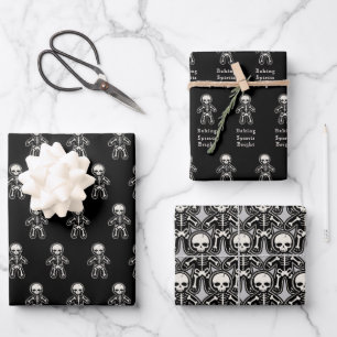 Gothic Skeleton Gingerbread Man Holiday  Wrapping Paper Sheets