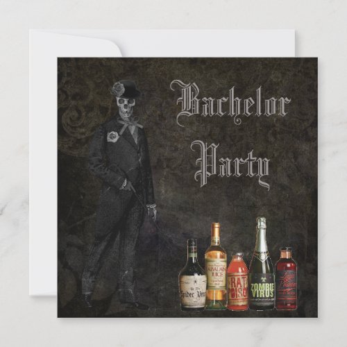 Gothic Skeleton Groom  Poison Bachelor Party Invitation