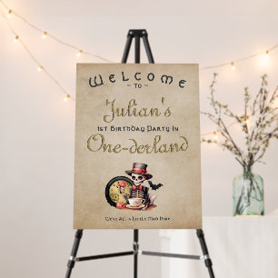 Gothic Skeleton Halloween Baby Bday Welcome Sign