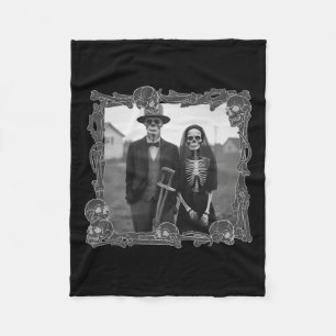 Gothic Skeleton Halloween Costume Fleece Blanket