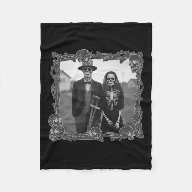 Gothic Skeleton Halloween Costume  Fleece Blanket (Front)