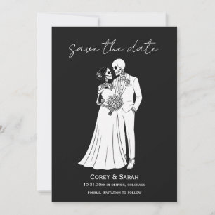 Gothic Skeleton Halloween Save the Date Cards