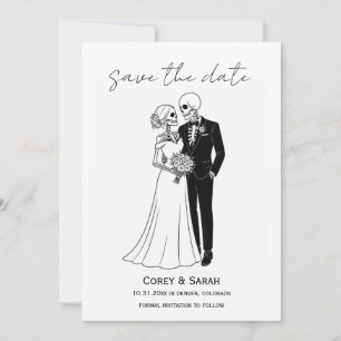 Gothic Skeleton Halloween Save the Date Cards