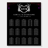 Gothic Skeleton Hand Halloween Wedding Table Chart