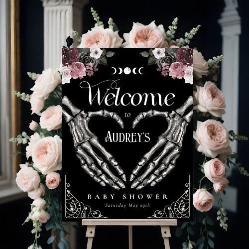 Gothic Skeleton Hands Heart Baby Shower Welcome Foam Board