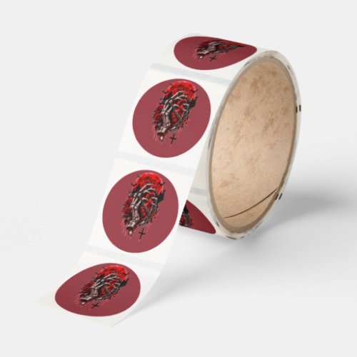 Gothic Skeleton Hands Red Roses Halloween Horror D Classic Round Sticker