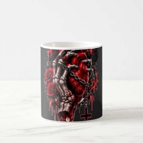Gothic Skeleton Hands Red Roses Halloween Horror D Coffee Mug