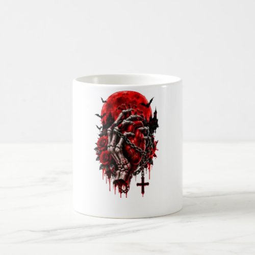 Gothic Skeleton Hands Red Roses Halloween Horror D Coffee Mug
