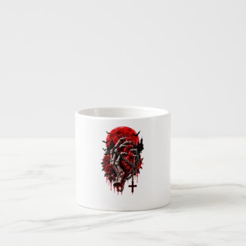 Gothic Skeleton Hands Red Roses Halloween Horror D Espresso Cup