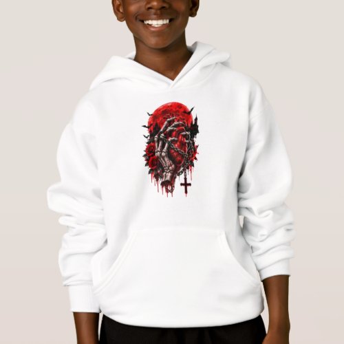 Gothic Skeleton Hands Red Roses Halloween Horror D Hoodie