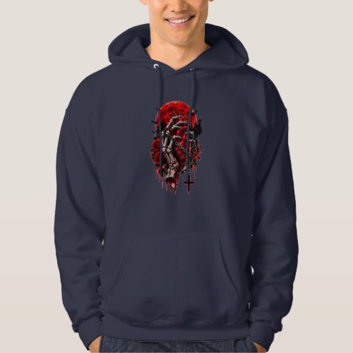 Gothic Skeleton Hands Red Roses Halloween Horror D Hoodie