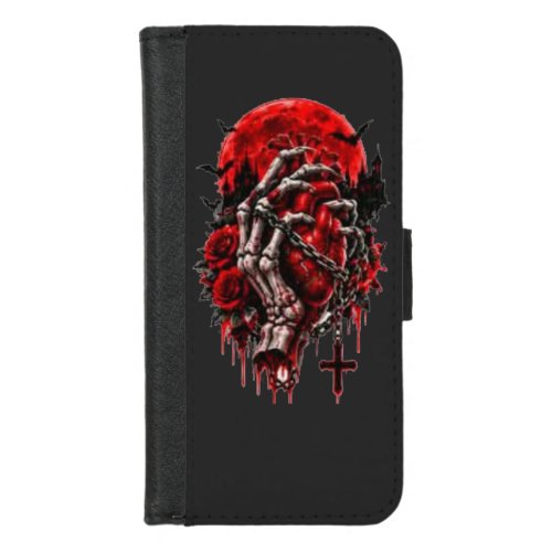 Gothic Skeleton Hands Red Roses Halloween Horror D iPhone 8/7 Wallet Case