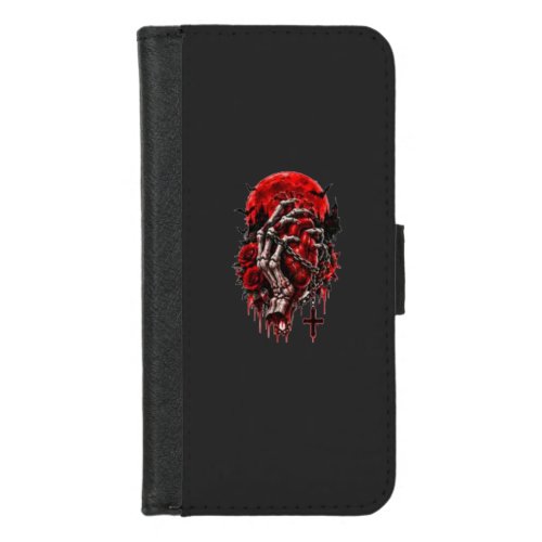 Gothic Skeleton Hands Red Roses Halloween Horror D iPhone 8/7 Wallet Case