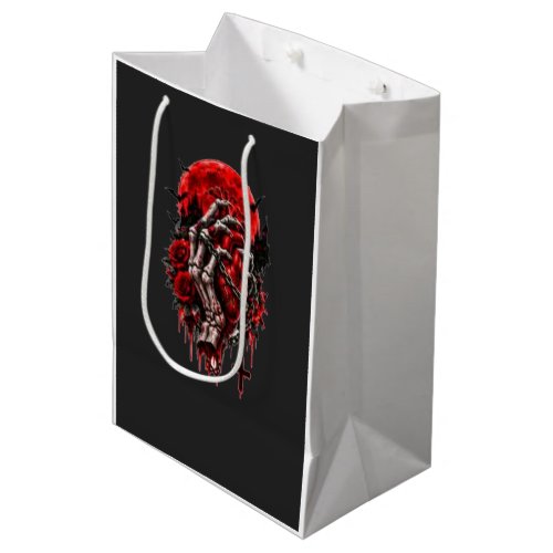 Gothic Skeleton Hands Red Roses Halloween Horror D Medium Gift Bag
