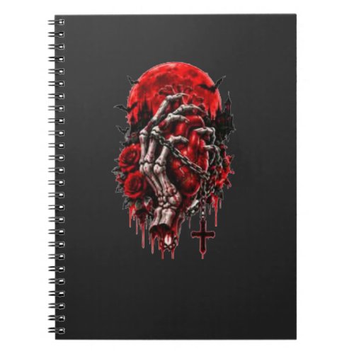 Gothic Skeleton Hands Red Roses Halloween Horror D Notebook