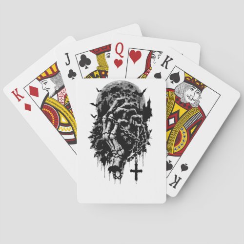 Gothic Skeleton Hands Red Roses Halloween Horror D Poker Cards