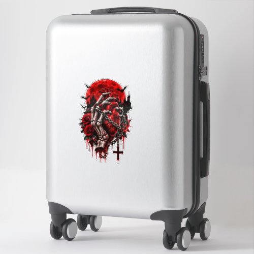 Gothic Skeleton Hands Red Roses Halloween Horror D Sticker