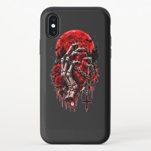 Gothic Skeleton Hands Red Roses Halloween Horror D iPhone XS Slider Case