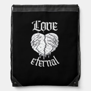 Gothic Skeleton Heart Hands Retro Aesthetic Drawstring Bag
