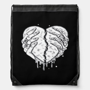Gothic Skeleton Heart Hands Retro Aesthetic Drawstring Bag