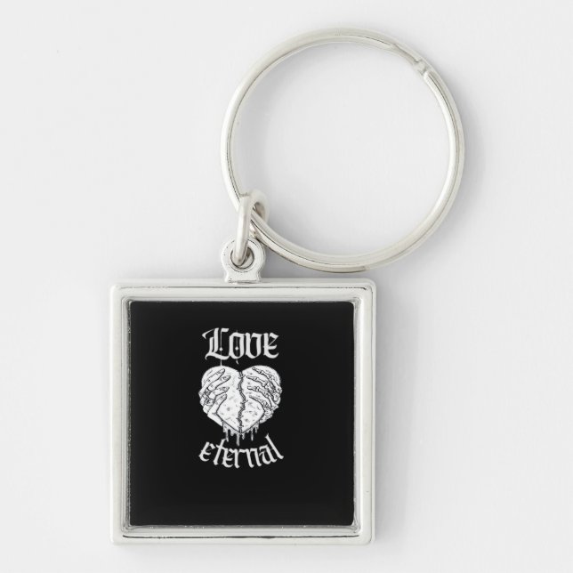 Gothic Skeleton Heart Hands Retro Aesthetic Keychain (Front)