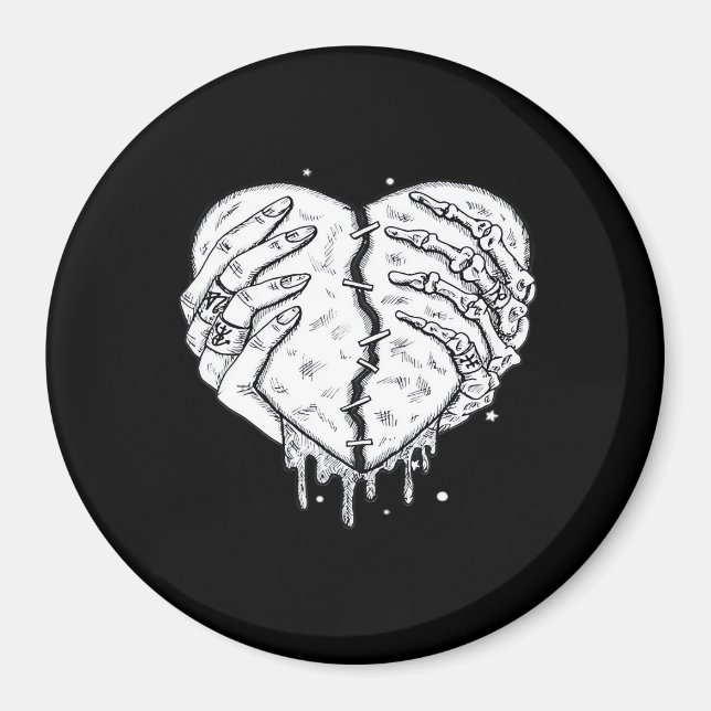 Gothic Skeleton Heart Hands Retro Aesthetic Magnet (Front)