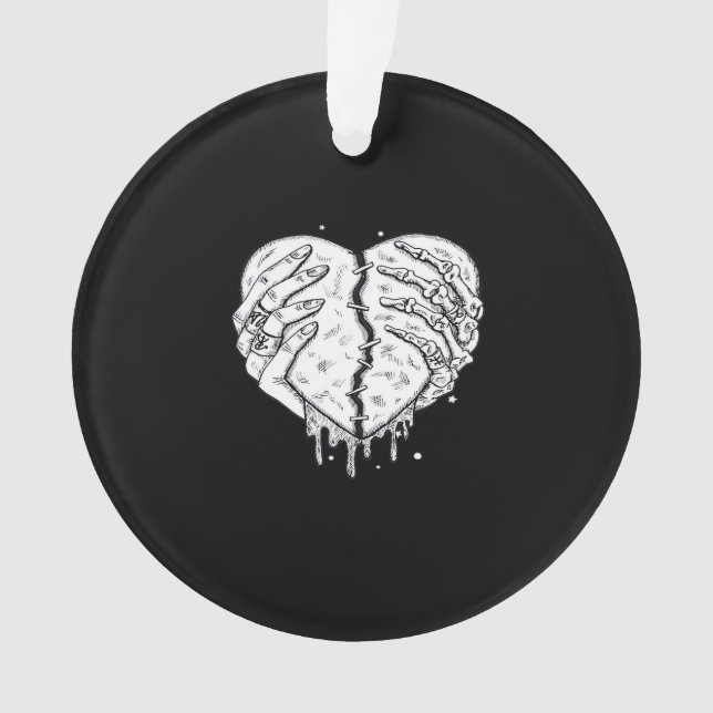 Gothic Skeleton Heart Hands Retro Aesthetic Ornament (Front)