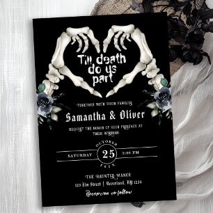 Gothic Skeleton Heart Till Death Do Black Wedding Invitation