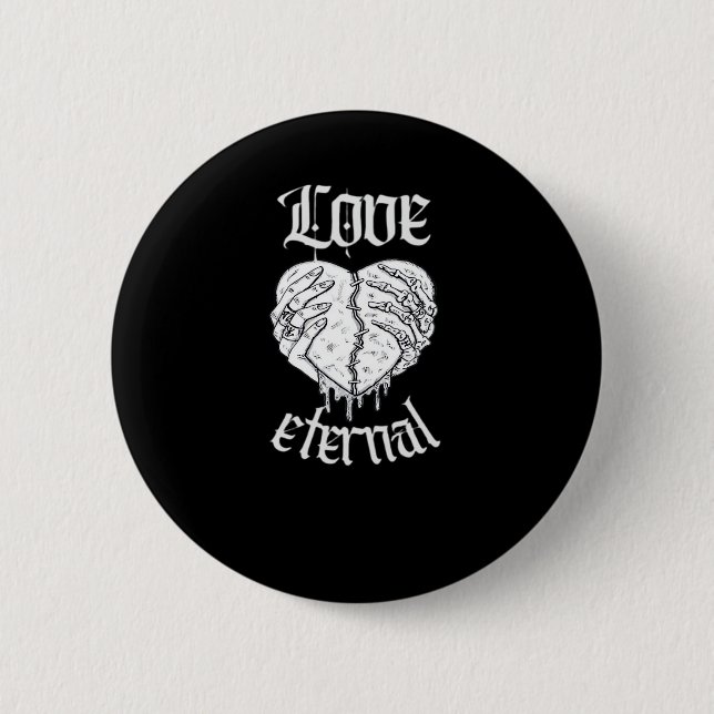 Gothic Skeleton Heart Valentine Classic Design Button (Front)