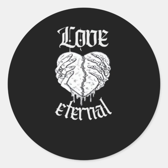 Gothic Skeleton Heart Valentine Classic Design Classic Round Sticker (Front)