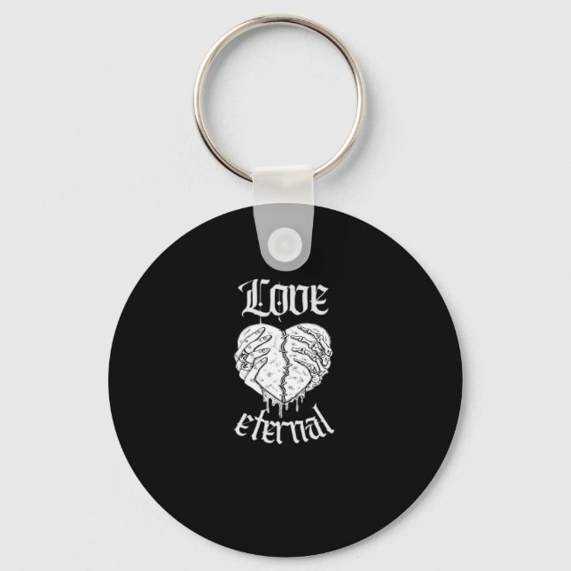 Gothic Skeleton Heart Valentine Classic Design Keychain (Front)