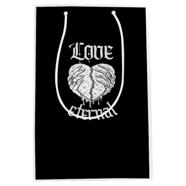 Gothic Skeleton Heart Valentine Classic Design Medium Gift Bag (Front)