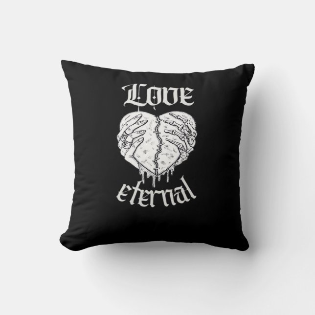 Gothic Skeleton Heart Valentine Classic Design Throw Pillow (Front)