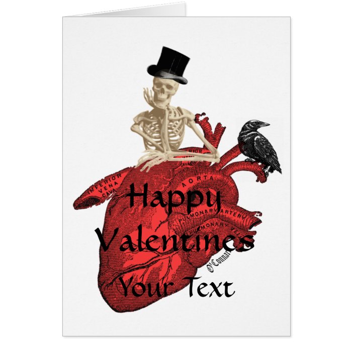 Gothic skeleton & heart valentines day greeting cards