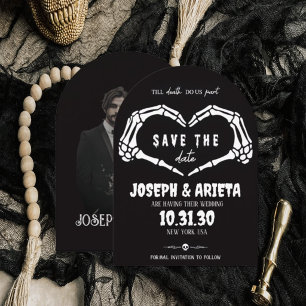 Gothic Skeleton Heart Wedding Save the Date Invitation