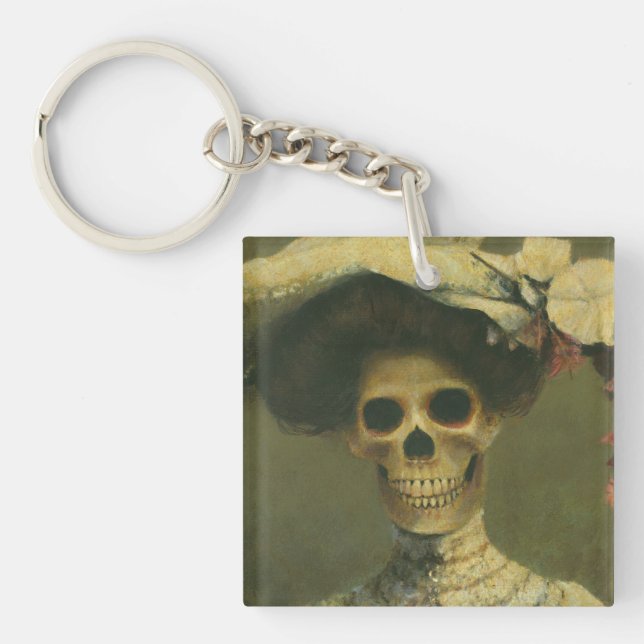 Gothic Skeleton Lady Acrylic Key Chain (Front)