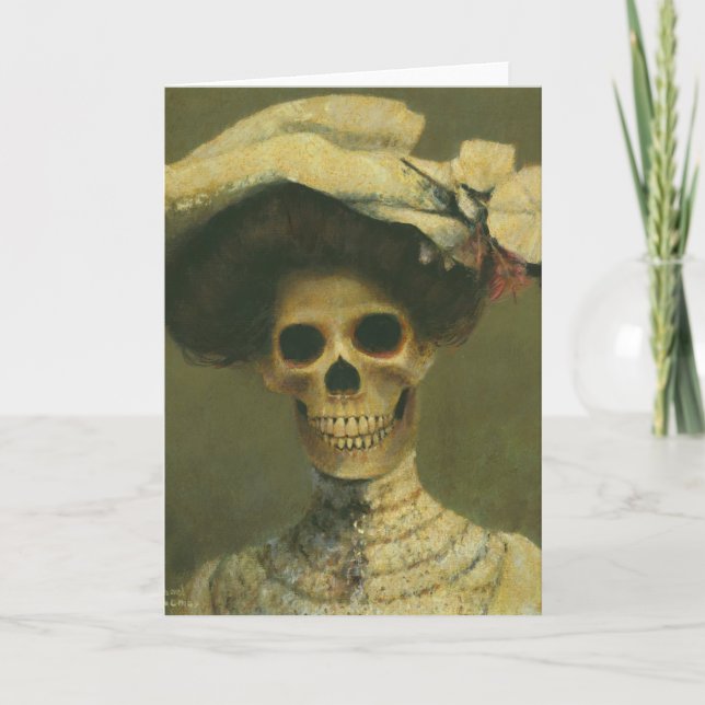 Gothic Skeleton Lady Greetings Card (Front)